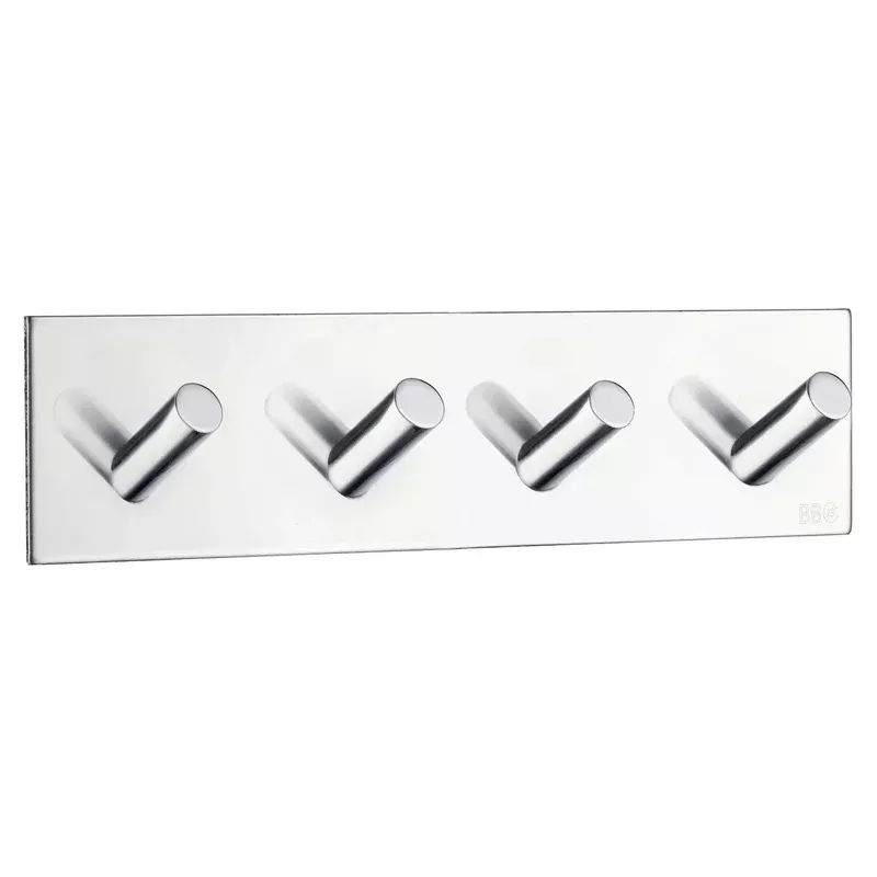 Beslagsboden Design Quadruple Hook in Polished Stainless Steel Self-adhesive BK1096