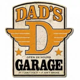 Embossed Aluminum Signs Dad's Garage