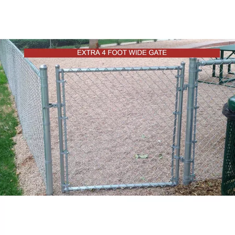 [Extra 4 Foot Wide Gate] Galvanized Chain Link Complete Fence Package