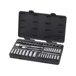 GearWrench 68pc 1/4" and 3/8" Drive 6 and 12 Point Standard and Deep Socket Set with Ratchet - SAE and Metric